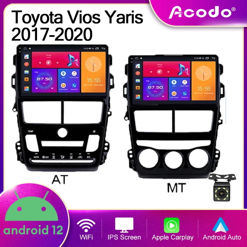 

Acodo Android12 DVD Carplay Car Radio Stereo Player IPS Screen For Toyota Vios Yaris 2017-2020 GPS FM BT WiFi SWC Headunit