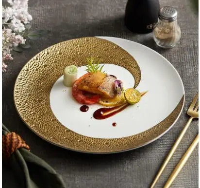 Элегантные керамические обеденные тарелки круглые столовые приборы для