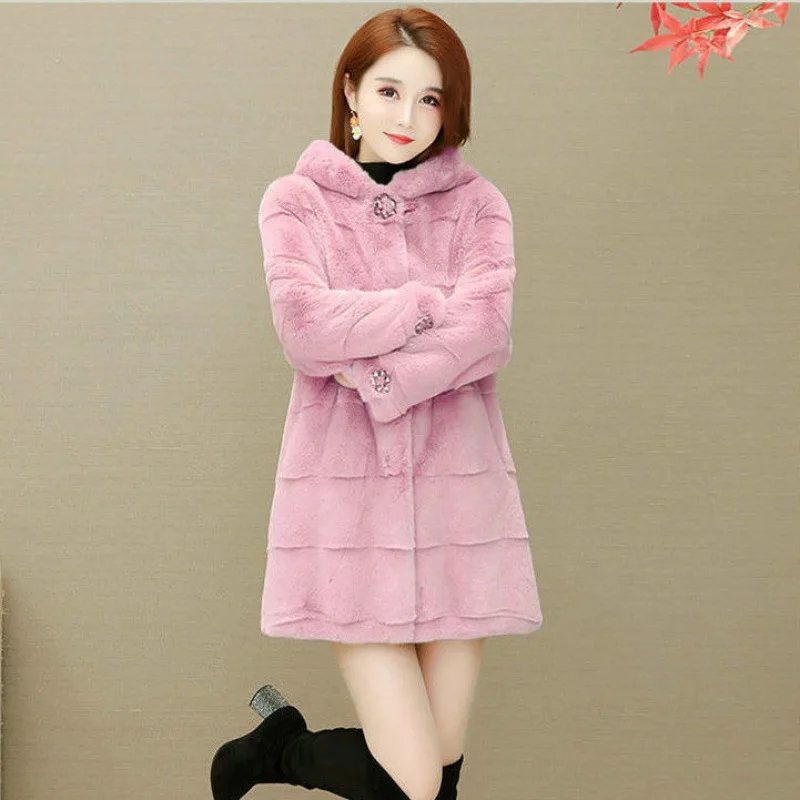 Women real mink coats female mink fur coat genuine long fur coat ladies winter clothes oversize 6xl 5xl 7xl Imitation fur coats