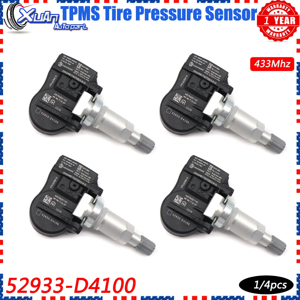 Фото Датчик контроля давления в шинах XUAN TPMS 52933-D4100 для Hyundai Grandeur HG IG Ioniq AE Genesis G90 Kia Optima Soul 2014-2023 №1