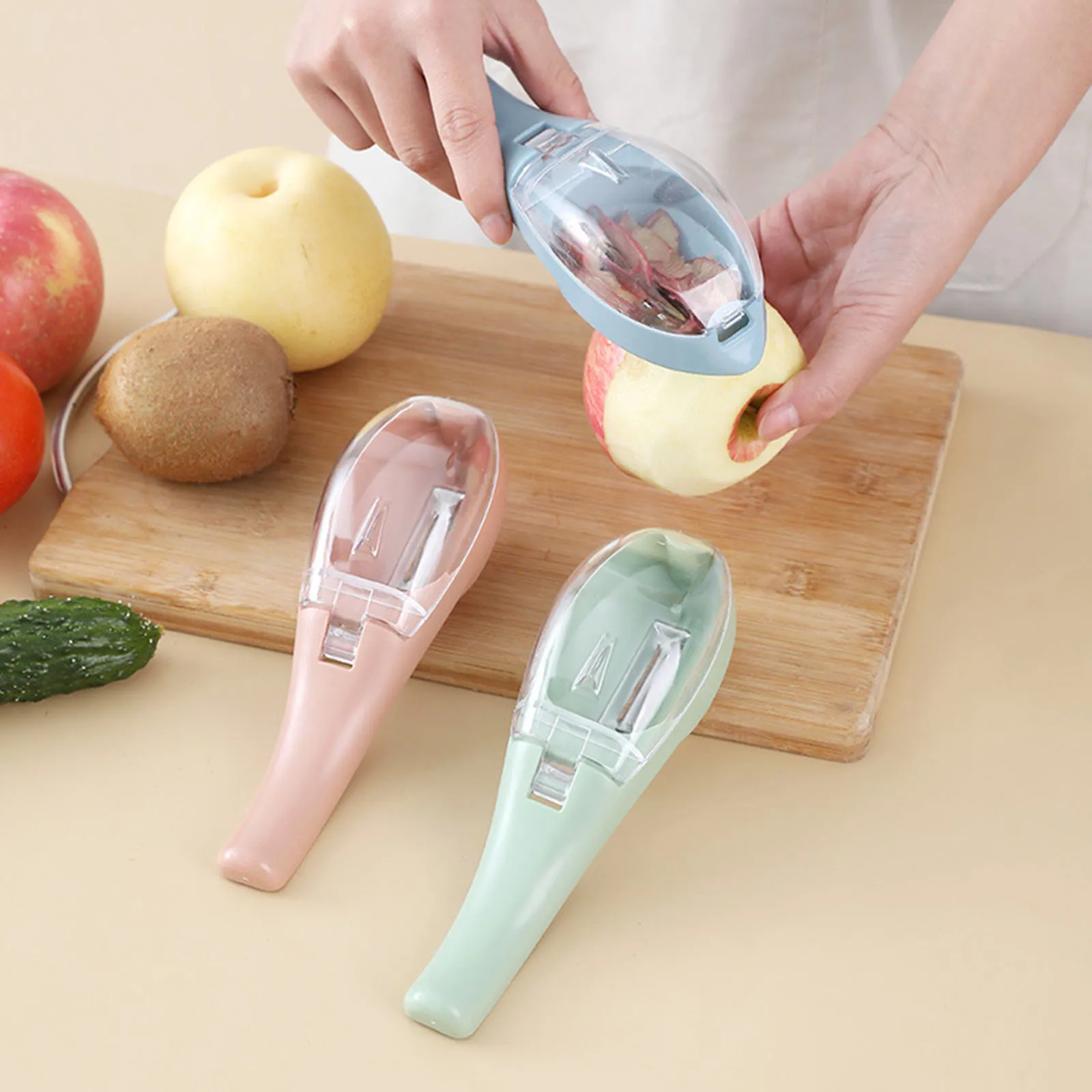 

Fruit Peeler with Container Plastic Multi-functional Potato Orange Apple Peeling Knife for Kitchen