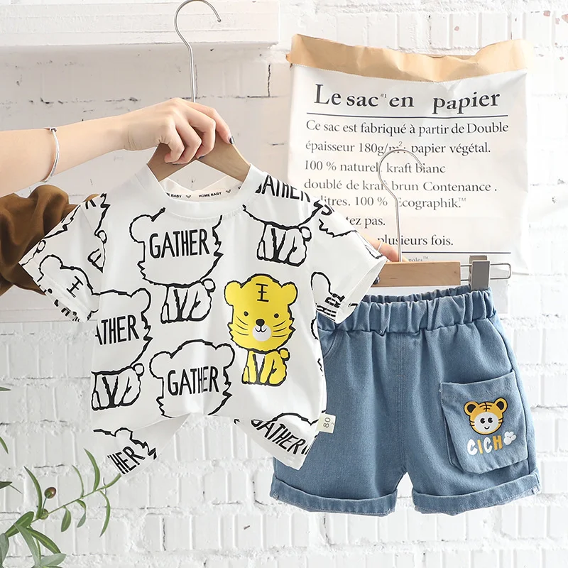 New Summer Baby Girls Clothes Suit Children Boys Casual Cartoon T-Shirt Shorts 2Pcs/Sets Toddler Fashion Costume Kids Tracksuits