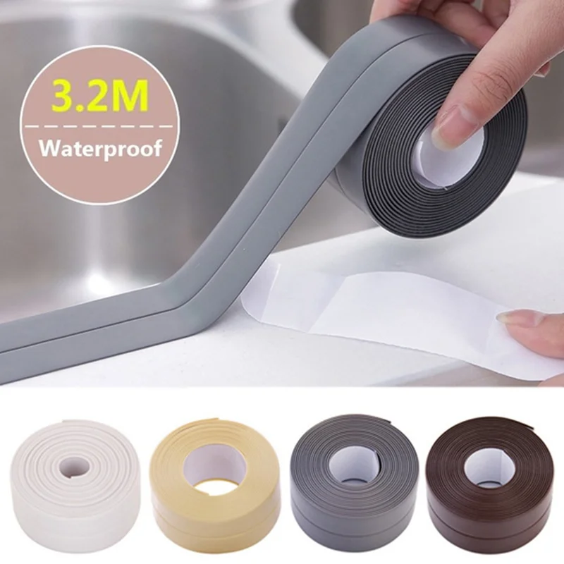 

3.2M Self Adhesive Bathroom Kitchen Waterproof Mildew-Proof Sealant Tape Wall Stickers Kitchen PVC Waterproof Sealing Strip Tape