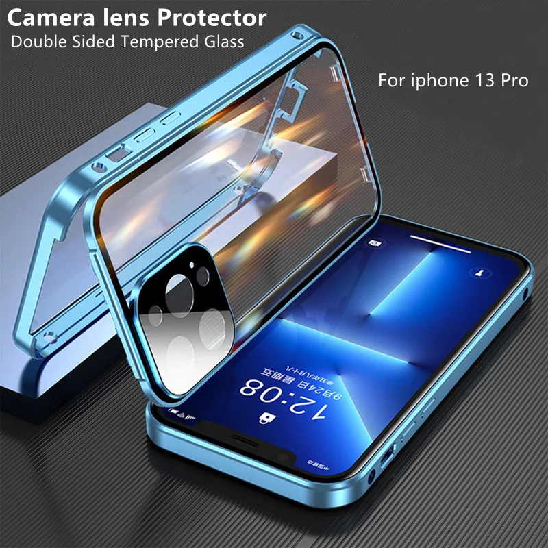 

360° Full Snap on Case for IPhone 13 12 11 Pro Max 13mini 12 Mini Double Sided Glass with Camera Lens Protection Cover