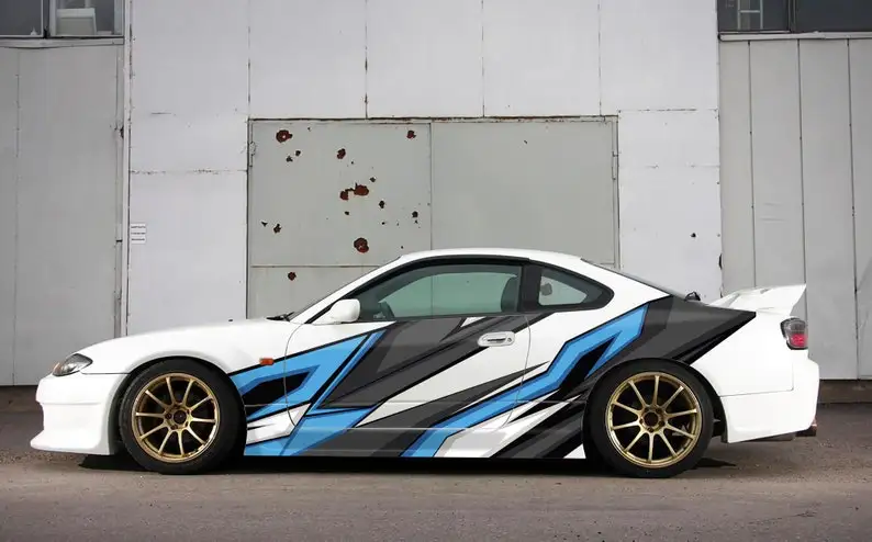 

Наклейка на автомобиль, полосатая боковая обмотка гоночного автомобиля, Виниловая наклейка, дизайн, повязка, графика, молния, дрифт, абстрак...