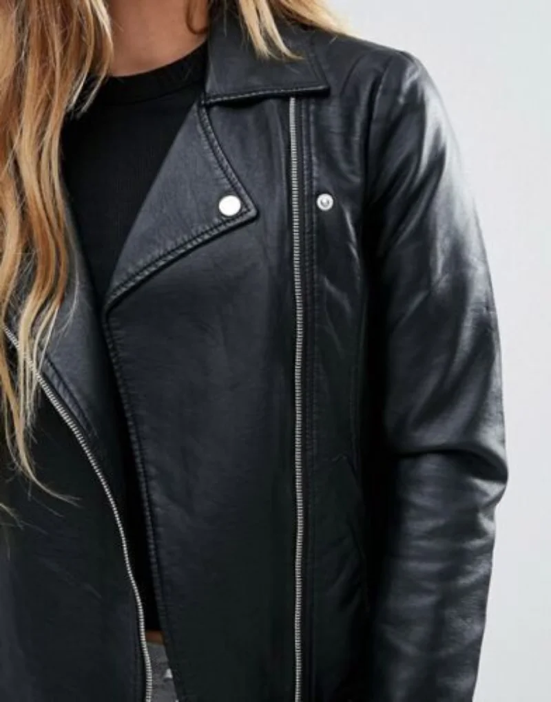 Women Black Leather Jacket 100% Slim Fit Biker Motorcycle Lambskin Coats and Jackets Women