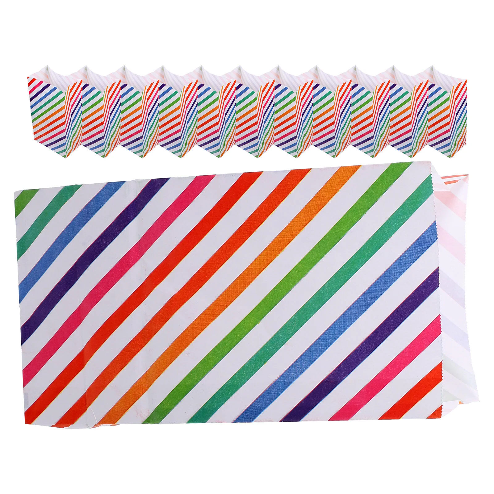 

24 Pcs Gift Sacks Small Bag Cookie Bags For Giving Rainbow Kraft Paper Dessert Giftbag Stripe