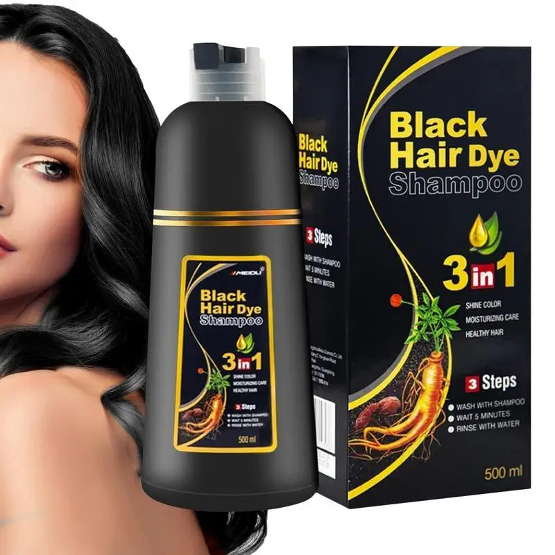

Органическая натуральная быстрая краска для волос, мягкая растительная эссенция, шампунь для окрашивания черных волос для женщин и мужчин, покрывает седые и белые волосы, 500 мл