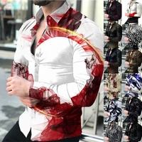 mens gradient 3d print long sleeve button down shirt