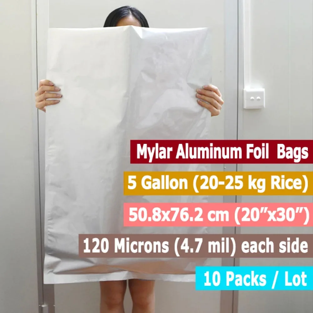 10 упаковок 5 галлонов пакеты из майларовой фольги Многоразовые Пакеты
