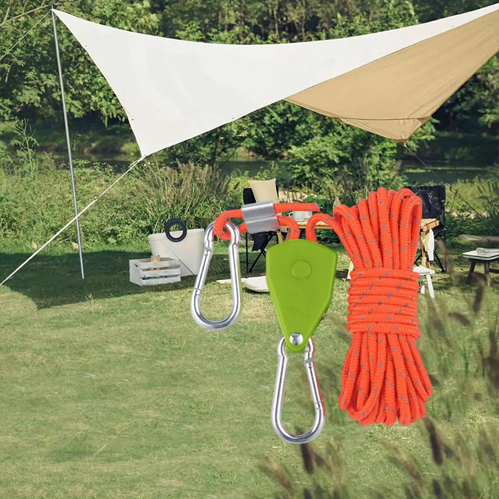 Outdoor Guy Lines with Ratchet Pulley Canopy Shelter Canoe C