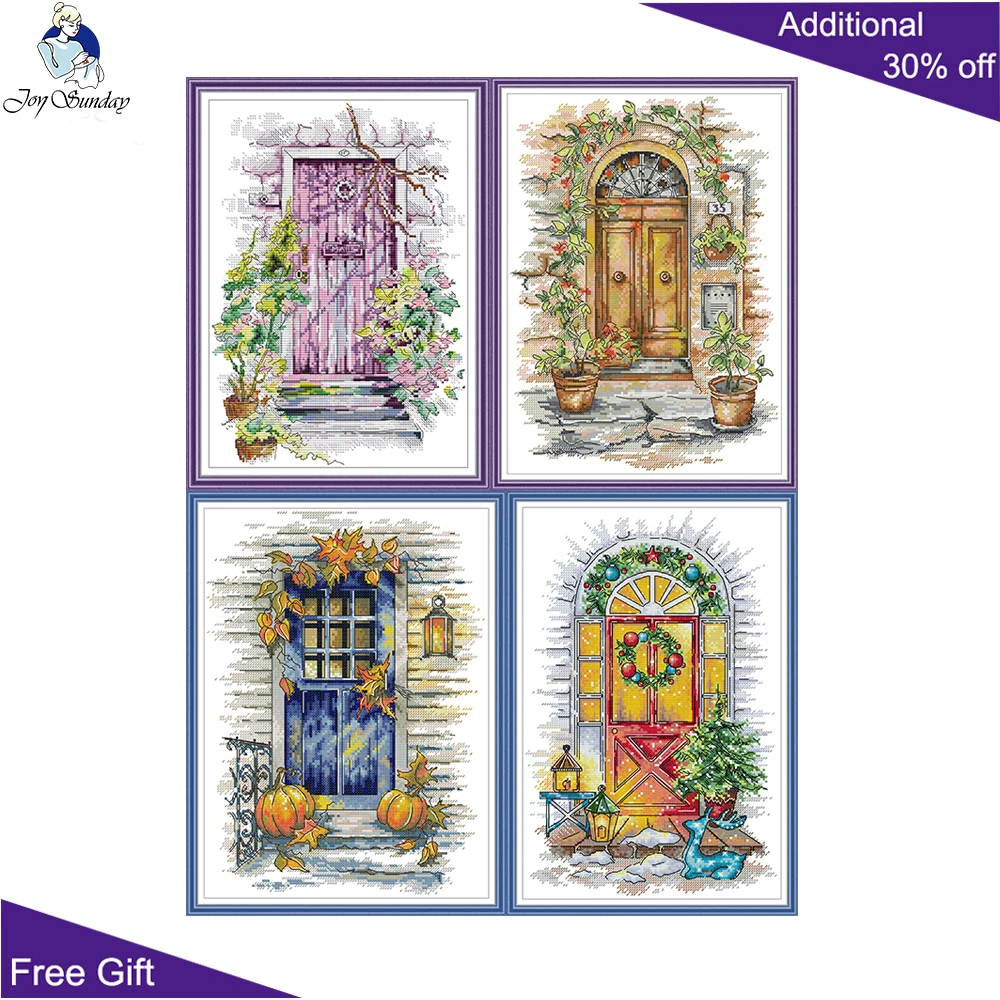 

Joy Sunday весна лето осень зима дверь FA315 FA316 FA317 FA318 домашний декор четыре сезона наборы для вышивки крестиком