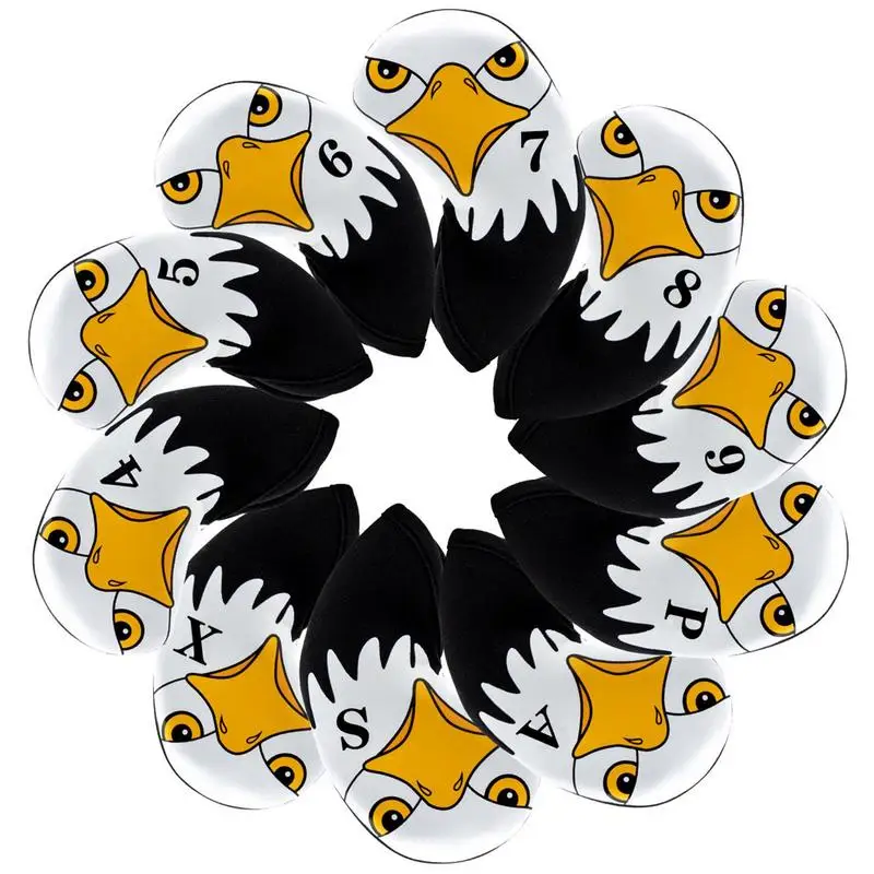 

Golf Club Covers 10-pcs Eagle Pattern Golf Club Head Covers Set Wedge Iron Protective Headcover Golf Club Head Covers For