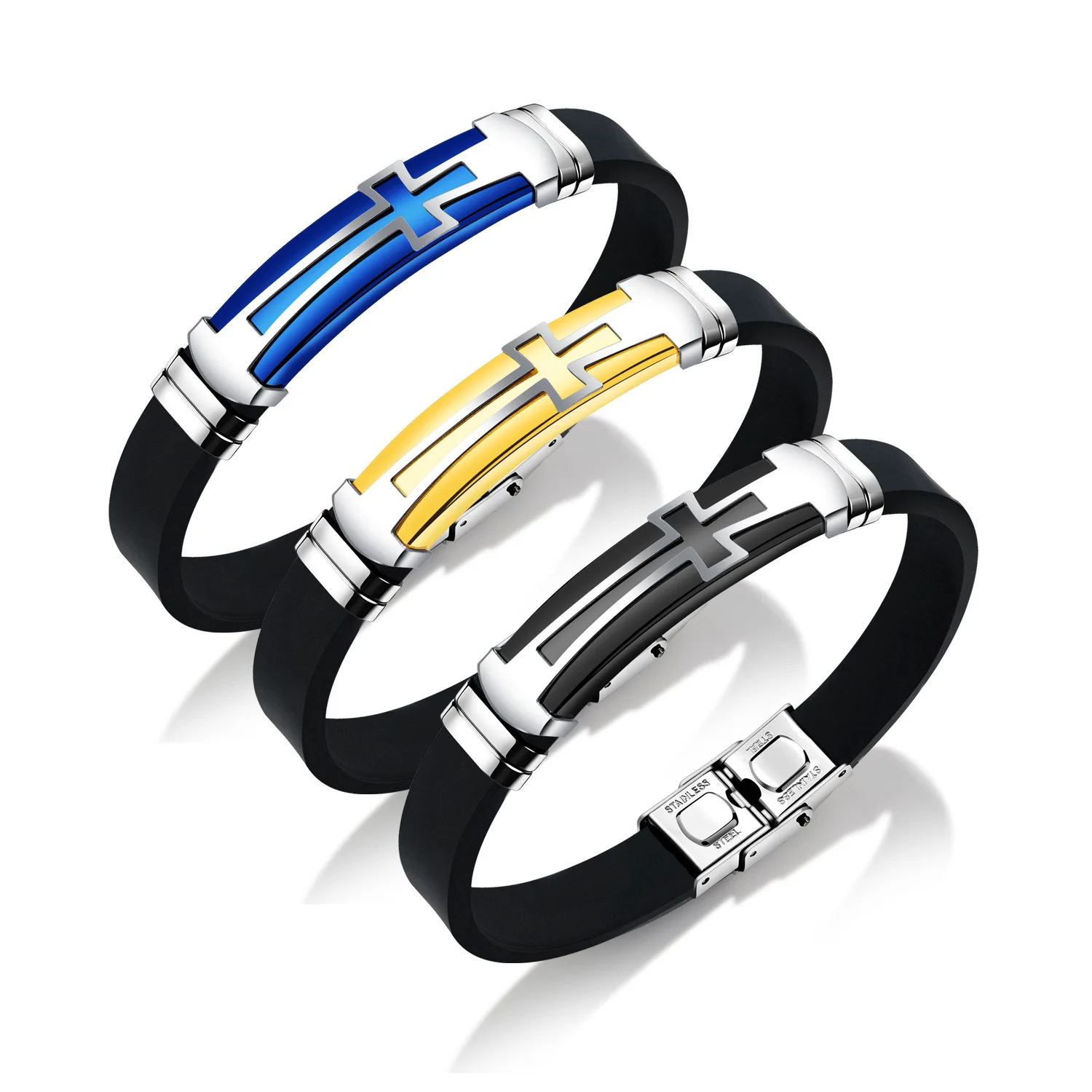 

Titanium Steel Silicone Cross Men's Bracelet Bracelet