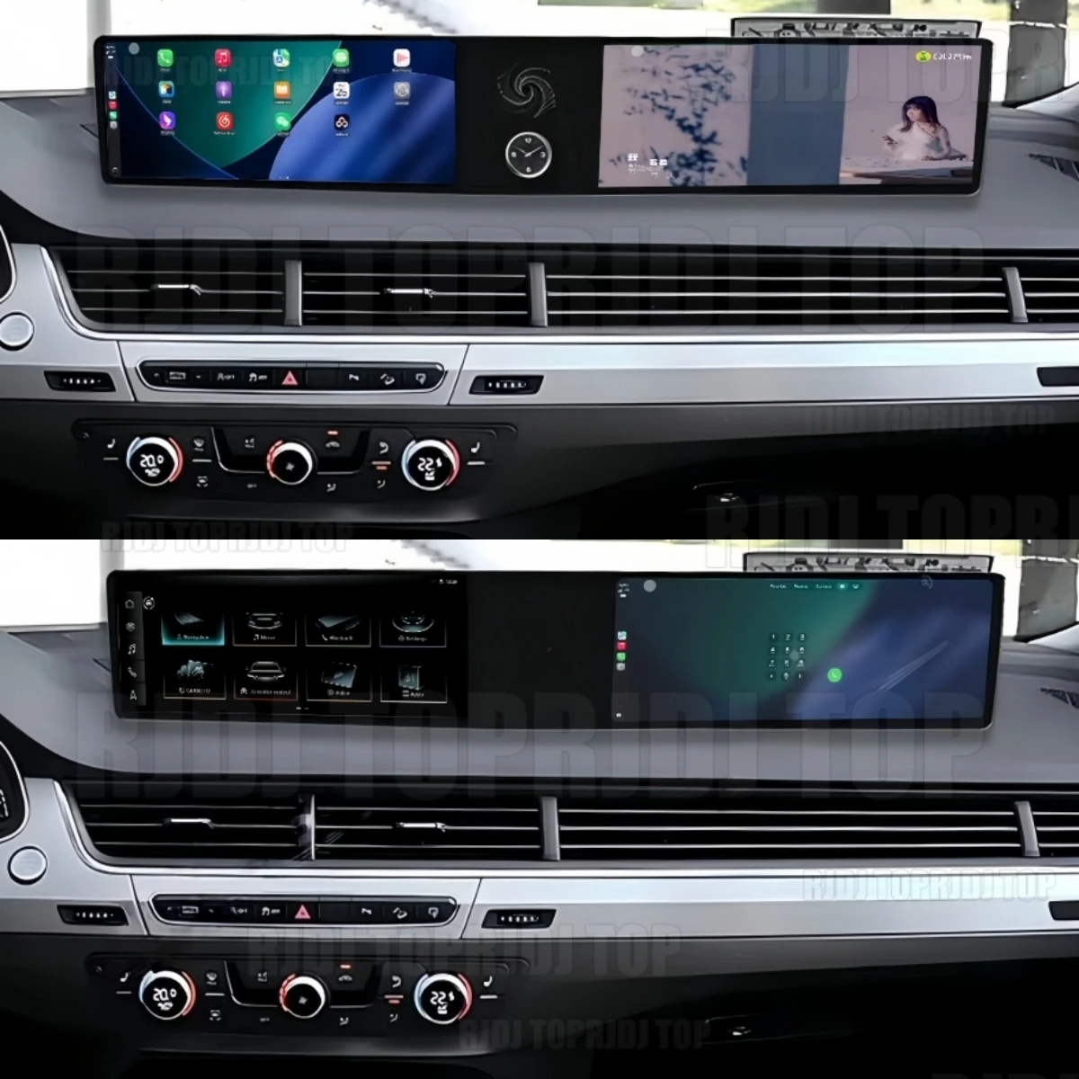 Фото Двухэкранный 12.3-дюймовый сенсорный экран Android 13 с CarPlay, автомобильная магнитола для Audi Q7 2016-2020, GPS-навигация, мультимедиа, DSP №1