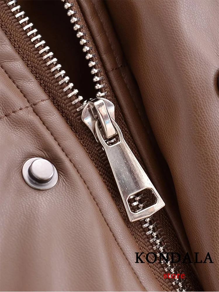 KONDALA шикарная Повседневная однотонная коричневая Женская парка на молнии модная