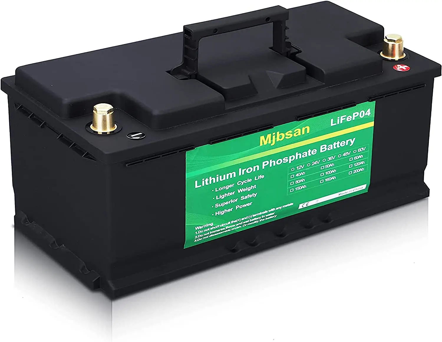 LiFePO4 12V Battery 100Ah Lithium Iron Phosphate Battery Built-in BMS For Solar Power System RV Golf Cart Camping