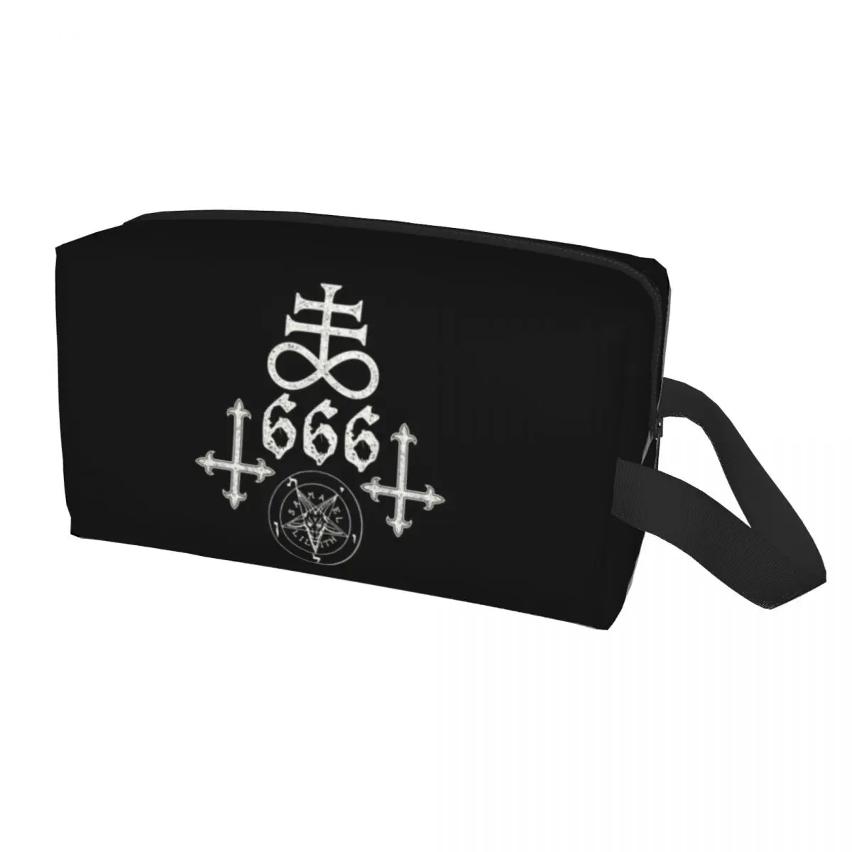 

Дорожная сумка для туалетных принадлежностей Leviathan Cross сатана 666, Милая модель Baphomet, сатанические символы, косметический макияж для хранения красоты, семейный набор