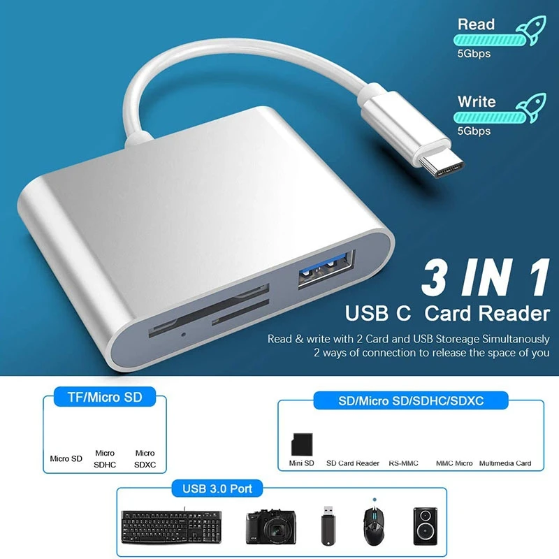 Адаптер для чтения карт памяти USB C SD / Mini OTG Type