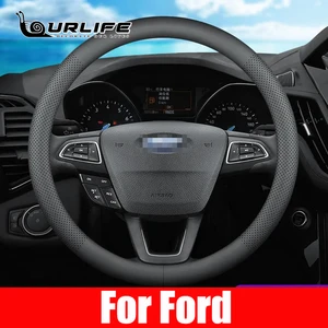 Diameter 38 CM Car Steering Wheel Cover Leather Auto Accessories For Ford Focus Kuga ecosport explorer C max ranger f150