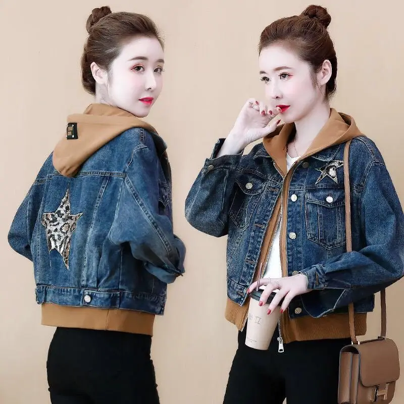 

New Autumn Woman Fashion Denim Jacket Female Full Sleeve Loose Button Short Wild Casual Vintage Outerwear Bomber Jackets G95