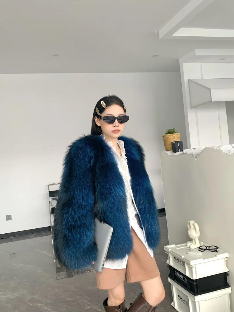 Winter Women 100% Real Raccoon Fur Coat Real Natural Fur Jacket Whole Skin Full Pelt Luxury Streetwear Thick Warm Outerwear New