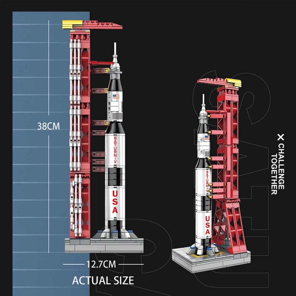 Творческие экспертные идеи Apollo Saturn V Carrier Rocket Launch Tower 425pc Moc модульный кирпич