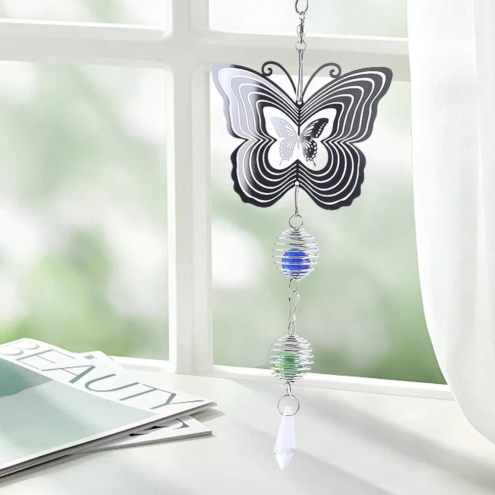Серебристая Хрустальная подвеска в виде бабочки креативный подвесной орнамент