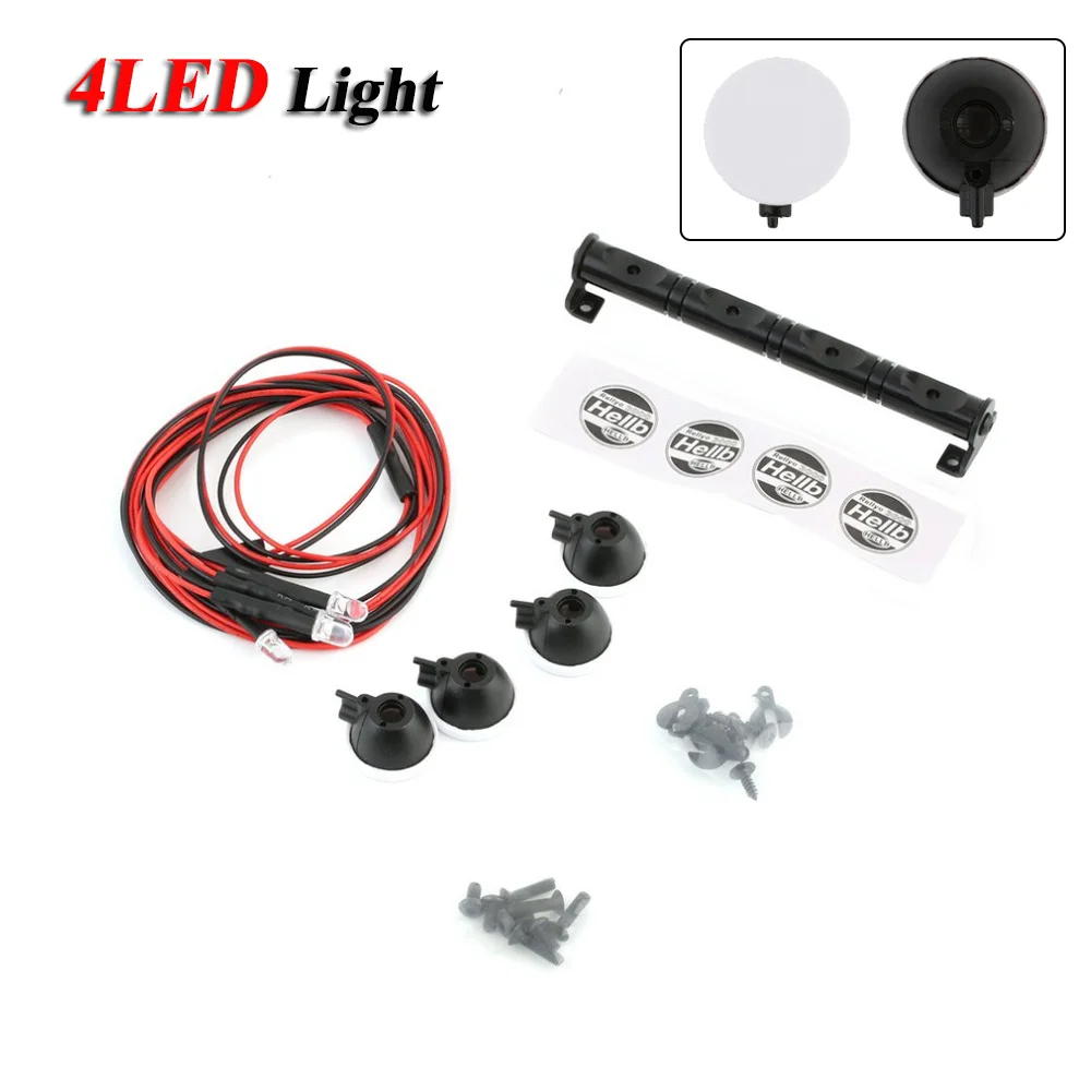 4 светодиода, имитация круглой крыши, фонарь, белая яркая лампа, фонарь для радиоуправляемого автомобиля, осевая модель SCX10 90046 D90, фонарь, модель Tamiya HSP
