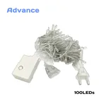 Гирлянда, 100 светодиодов, 10 м, украшение на Рождествосвадьбувечерние ринку, 110 В переменного тока, 220 В, уличная Водонепроницаемая светодиодная лампа, 9 цветов