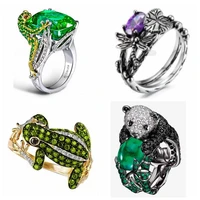 new punk creative lovely frog panda sea turtle snake animal turquoise ring for women party accessories jewelry
