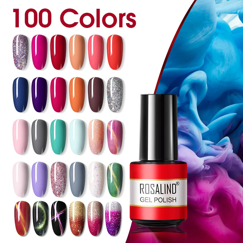 ROSALIND Nail Gel Polish Varnish hybrid Semi Permanent UV Base Top Coat For Nail Art Manicure Soff Off Gel Nail Polish Need Lamp