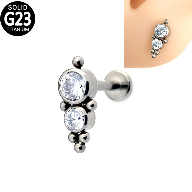 

G23 Titanium Lip Ring Labret Piercing Zircon Cluster Helix Daith Ear Tragus Cartilage Earring Labret Studs for Women Jewelry