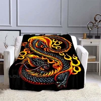 dragon print fluffy blanket flannel warm soft plush sofa bed sheet plush travel picnic blanket knitted throw blanket