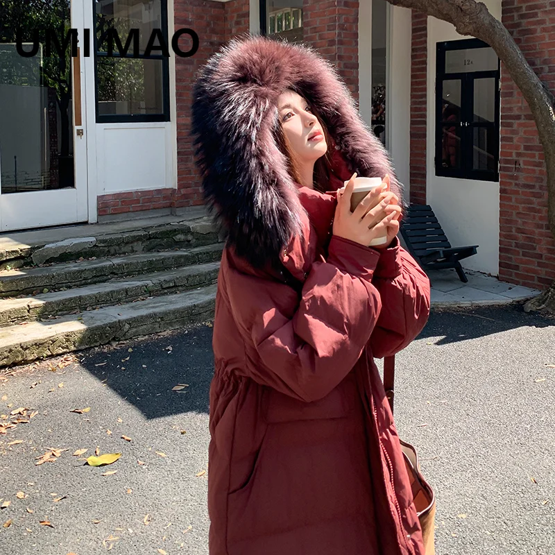 UMI MAO 2024 зимняя куртка с капюшоном длинный пуховик утепленная теплая из