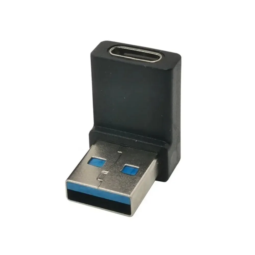 Фото Адаптер USB-C с угловым разъемом 90 градусов (вверх, вниз, влево, вправо), конвертер USB 3.0 A (штекер) в Type-C (гнездо) для зарядки ноутбуков №3