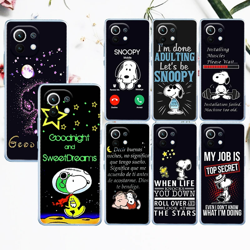 

Snoopy Creative Text For Xiaomi Mi 12 12X 11 11T 11i 10T 10 Pro Lite Ultra 5G 9T 9SE A3 Transparent Soft TPU Phone Case