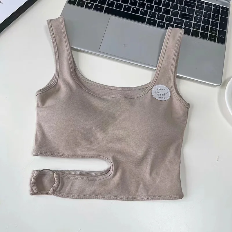 Топ женский трикотажный с открытыми плечами пикантный укороченный топ лямкой на