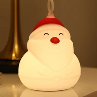 led night light santa claus lamp silicone colorful usb charging light for kids children bedroom decoration home christmas gift