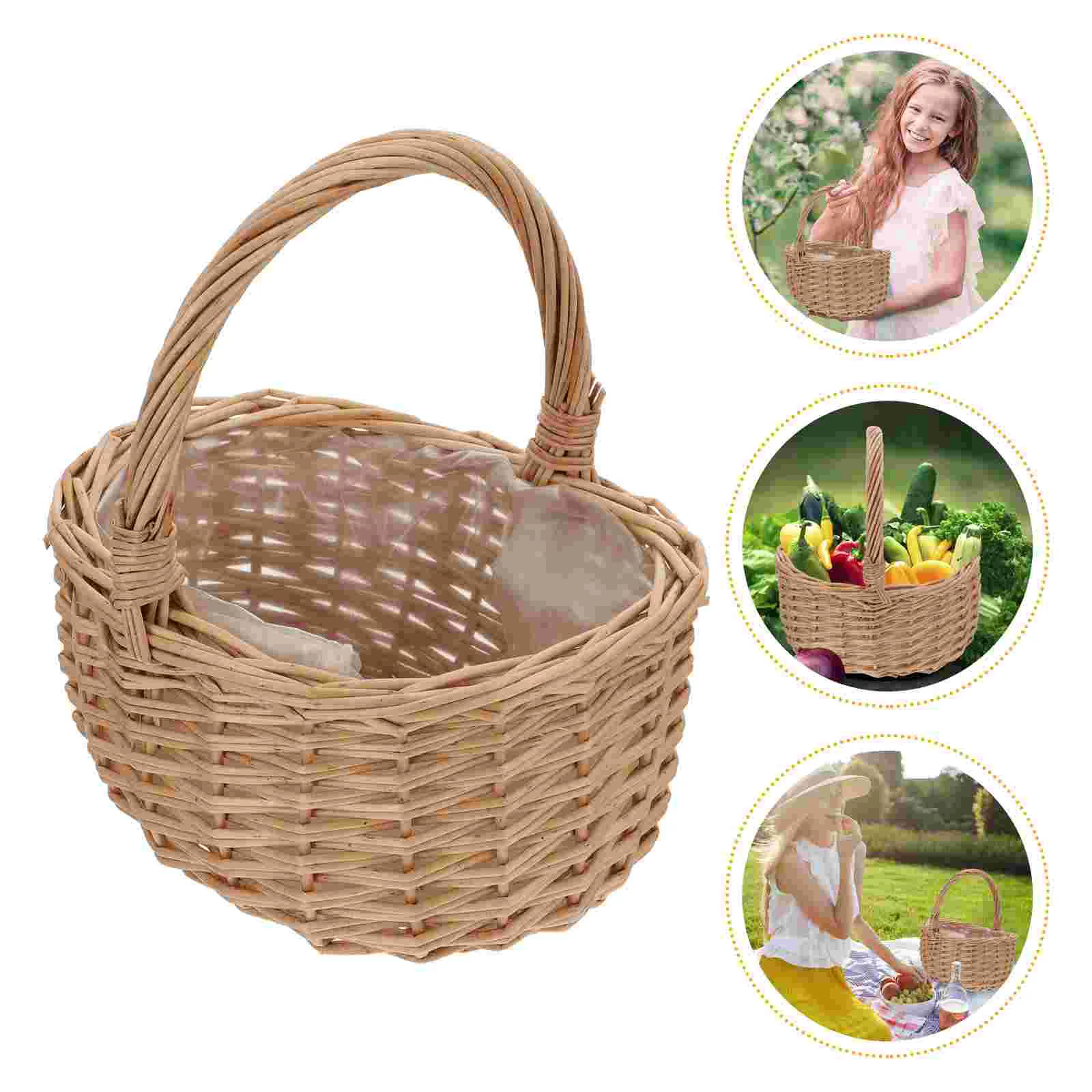 

Basket Candy Rattan Flower Wicker Gift Baskets Handle Small Vegetable Storage Bath Picnic Willowcontainer Display Bread
