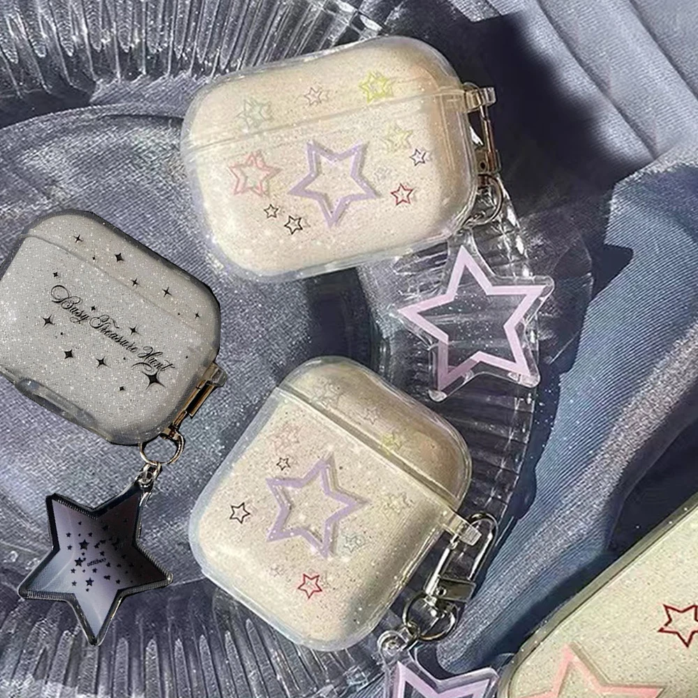 Чехол Korea Ins с мультяшными звездами для AirPods Pro 2nd 1 2 чехол блестящим брелоком