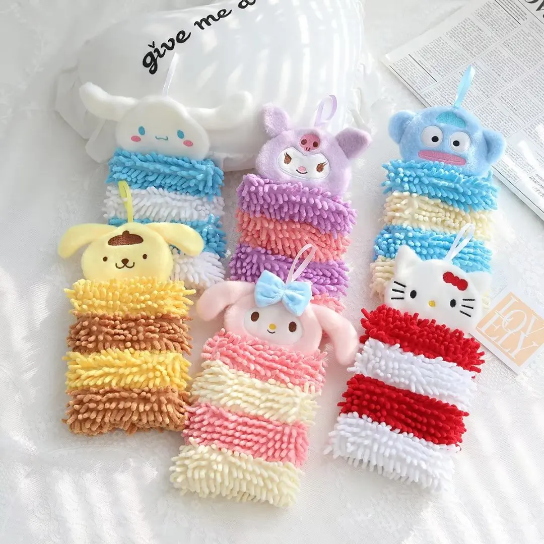 Купи Hello Kitty Kuromi Cartoon Chenille Towel Hanging Household Kitchen Rag Bathroom Bathroom Absorbent Towel Cute Handkerchief за 313 рублей в магазине AliExpress