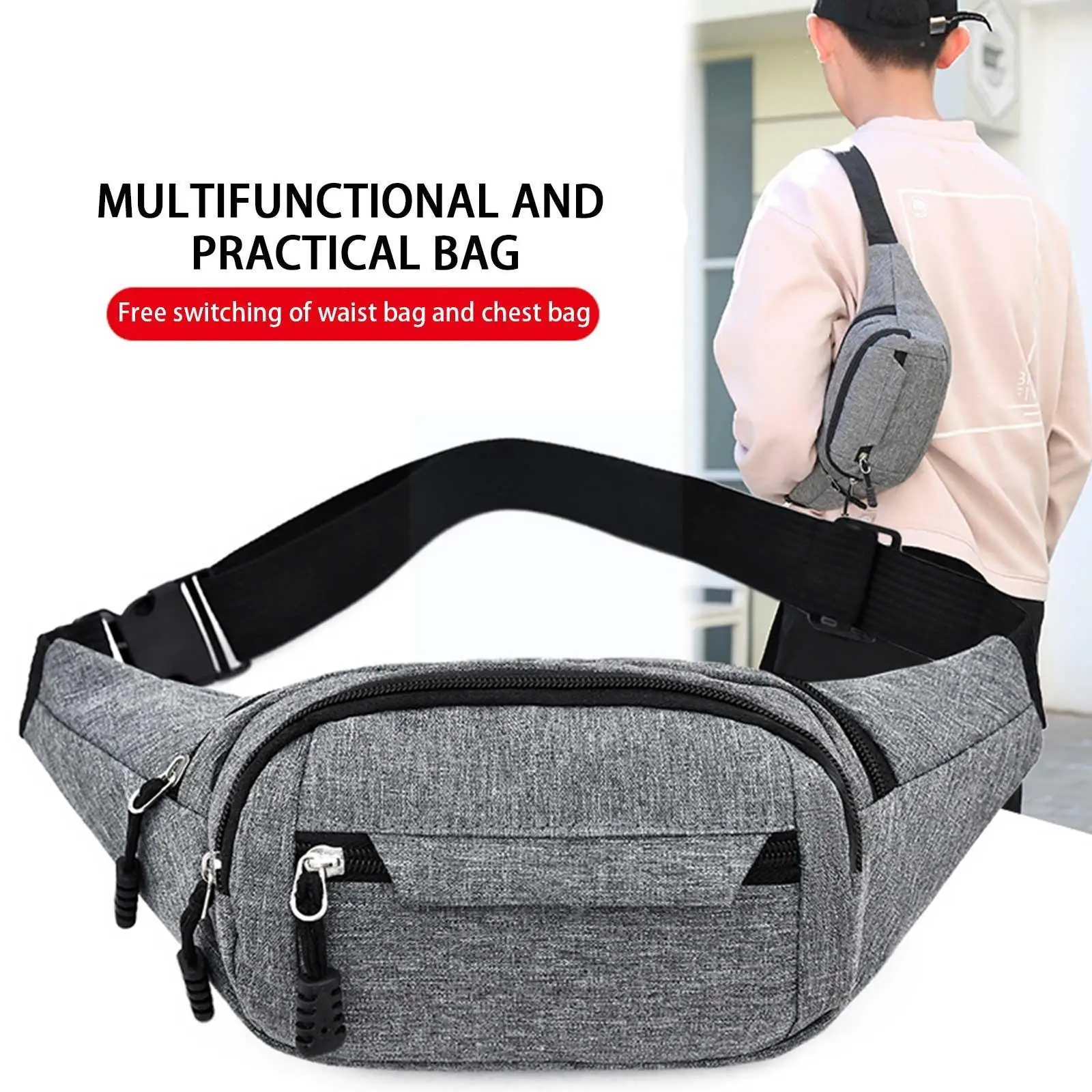 

Men Waist Bag Pack Men's Wallet Purse Casual Large Women Travel Canvas Bag Pouch Motorcycle Fashion Bags Bag Phone Belt Spo E6z3