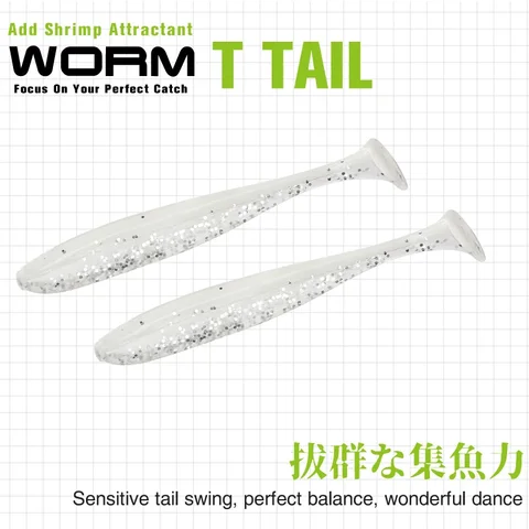 TSURINOYA 65mm 75mm T Tail Wrom Fishing Lures Soft Lure Artificial Bait Tackle Jerkbaits Pike Bass