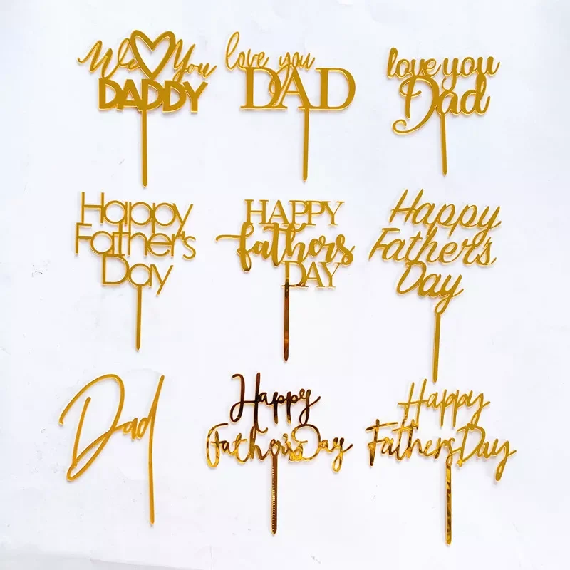 

Styles Acrylic Gold Happy Fathers Day Cake Topper Love You DAD Best DAD Ever Party Supplies Cake Decoration