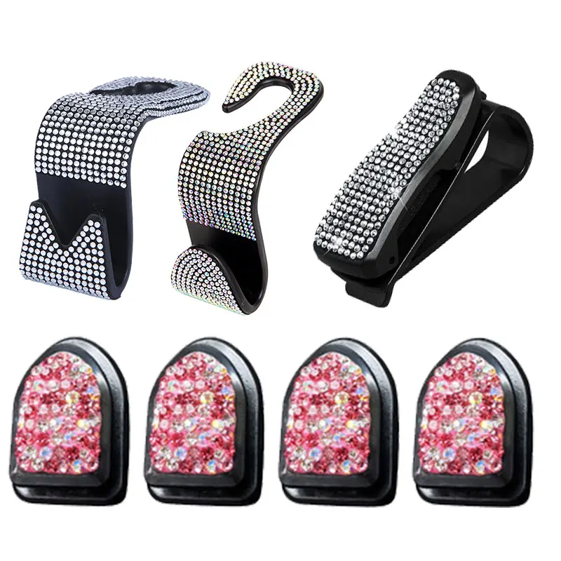 

Universal Portable Rhinestone Car Seat Back Hook Headrest Storage Holder Hanging Bag Organizer Auto Interior Accessories