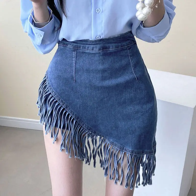 

Woman Dress Spring / Summer Wash Vintage Denim Skirt European American Street Casual Irregular High Waist Elegant Short Skirt