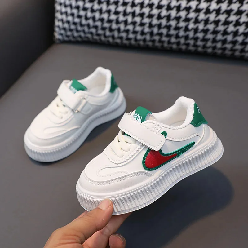 

Кроссовки детские дышащие, повседневная обувь на плоской подошве, для тенниса, белые, размеры 21-30