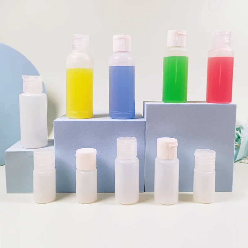 

50Pcs 10-50ml Empty Plastic Squeezable Flip Cap Bottles Travel Dispenser Containers For Liquid Creams Shampoo Conditioner Lotion