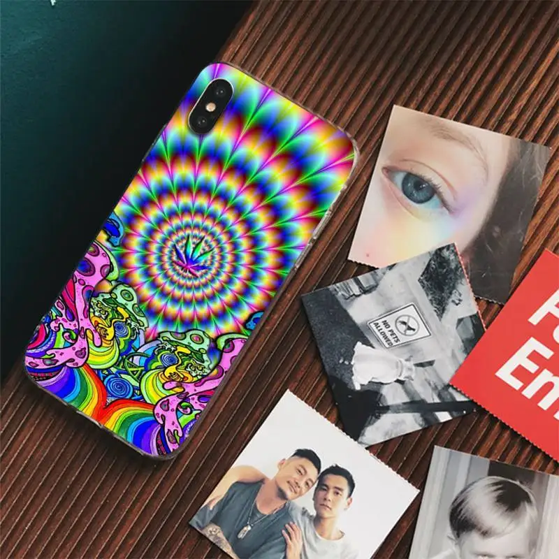 Colourful Psychedelic Phone Case For iPhone 13 14 Pro Max XS XR 12 11 Pro 13 Mini 6 7 8 Plus Clear Back Cover Capa